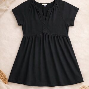 Universal Thread Black Linen Blend Babydoll Dress Large- Casual Boho Cottagecore